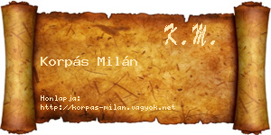 Korpás Milán névjegykártya