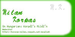 milan korpas business card